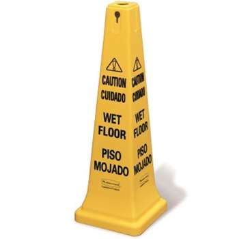 Rubbermaid Multi-Lingual Caution Wet Floor Cone 6276-77, Yellow